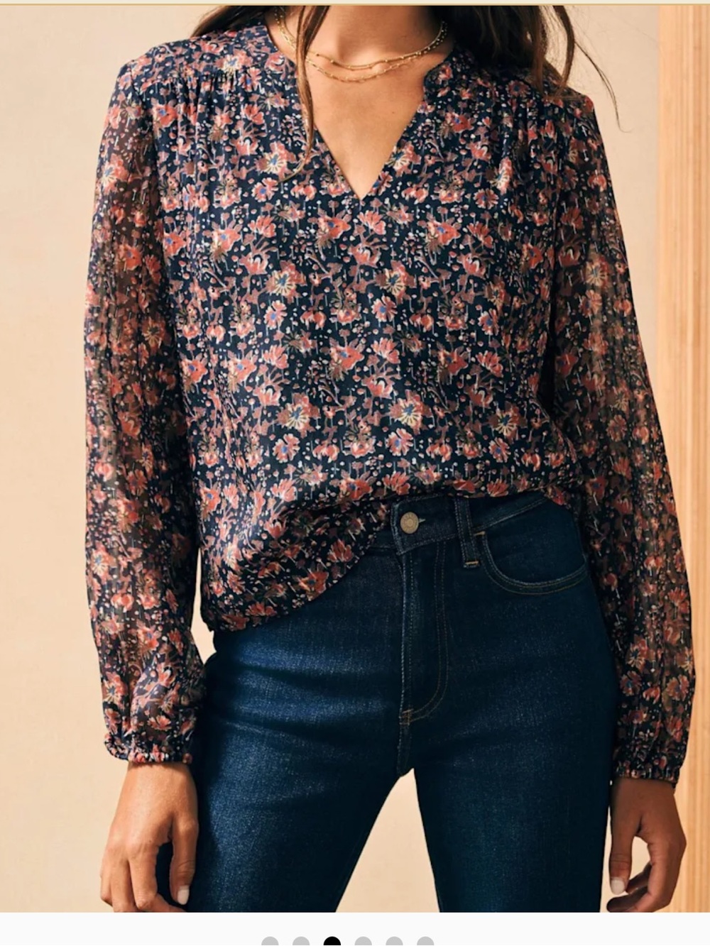 Faherty Silk Blend Sage Wood Blouse Small